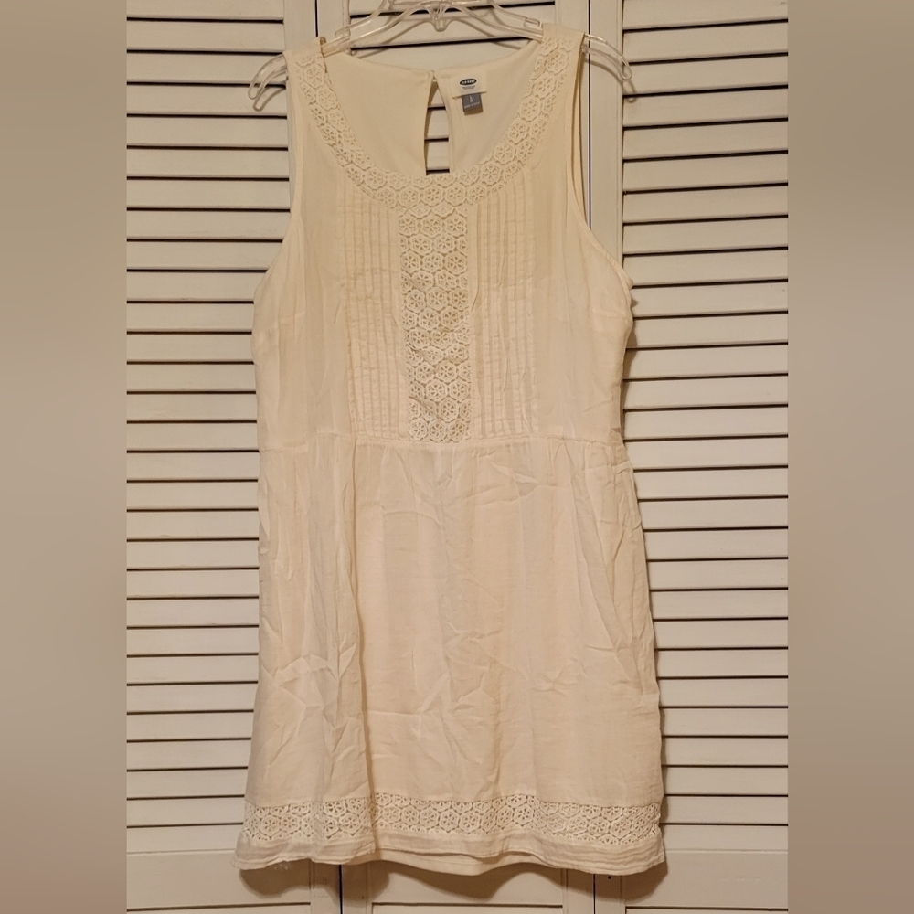 Old Navy Cream Crochet-Trim Sleeveless Dress